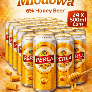 Perla Miodowa 6% Honey Beer 24 x 500ml Cans | Polish Honey Lager | Smooth & Sweet | SaveAndGo