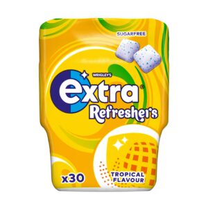 Extra Refreshers Tropical Chewing Gum Bottle 30 Pieces Sugar Free Gum with Xylitol Saveandgo