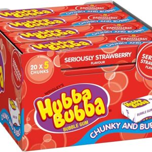 Hubba Bubba Seriously Strawberry Chewing Gum 100 Pieces | Bubble Gum Bulk Pack | saveandgo