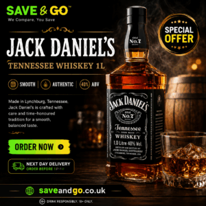 jack Daniel’s Tennessee Whiskey 1L | Smooth American Tennessee Whiskey 40% ABV | Saveandgo