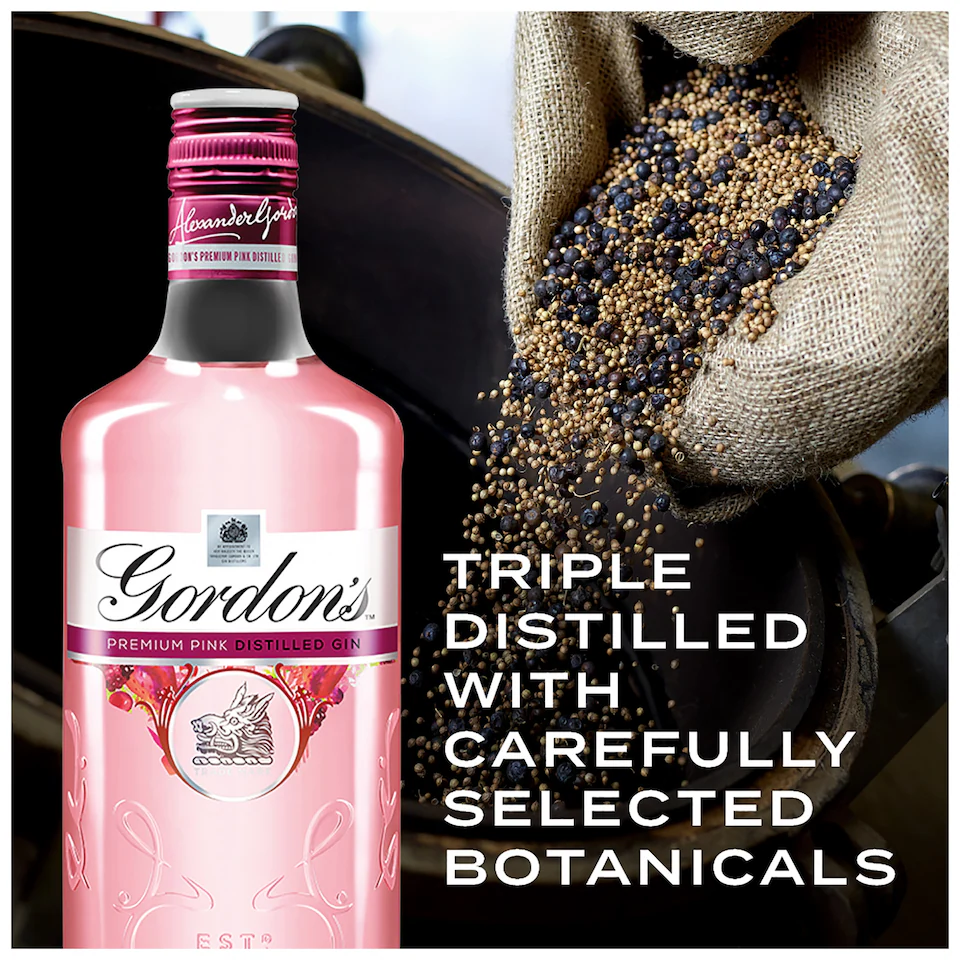 Gordon’s Premium Pink Distilled Gin 1L – Raspberry, Strawberry & Redcurrant Gin | 37.5% ABV | saveandgo