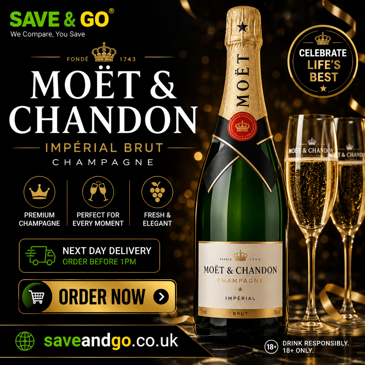 Moet & Chandon Imperial Brut Champagne 75cl saveandgo